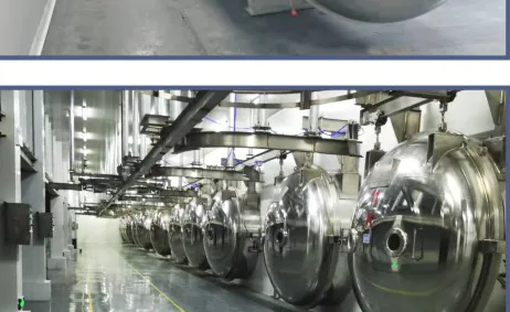 Production hall with freeze-dryer chambers
